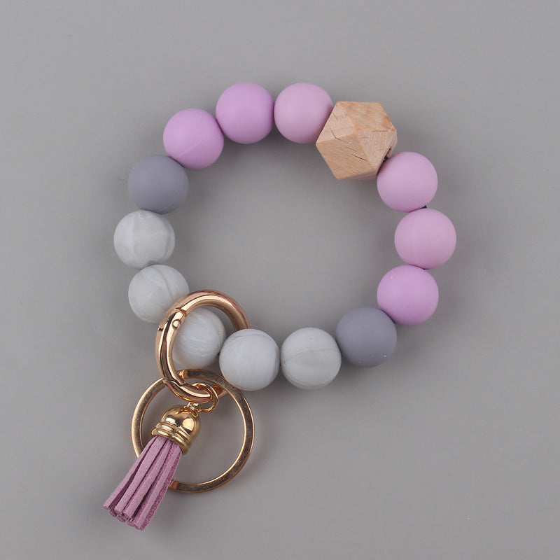 Llavero de muñeca con cuentas de silicona al por mayor